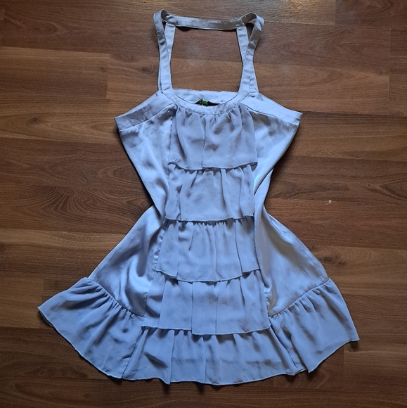 Vintage Dresses & Skirts - 2/$35 Fairy Cute Vintage Silver grey Satin Ruffle Tank Dress